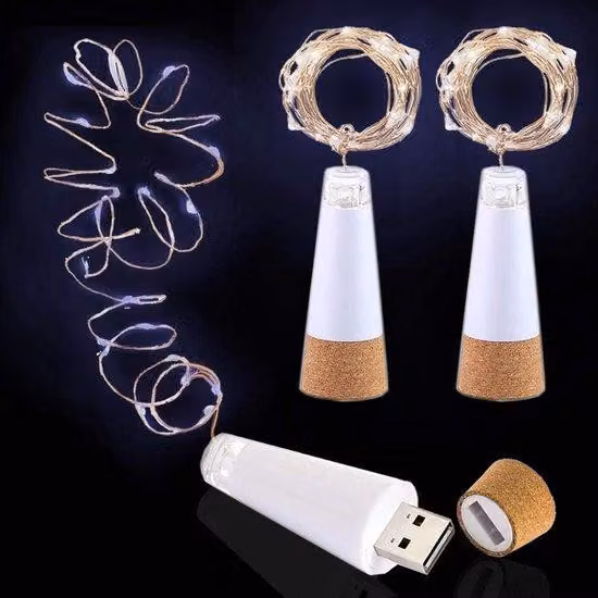 Decorazione natalizia a LED ricaricabile, 20 LED bianco freddo, cavo da 2 m