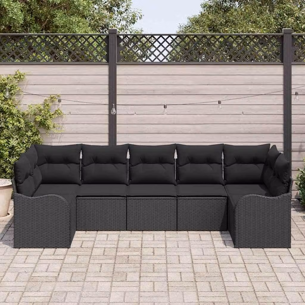 Maison Exclusive - Set Divano da Giardino Nero polyrattan
