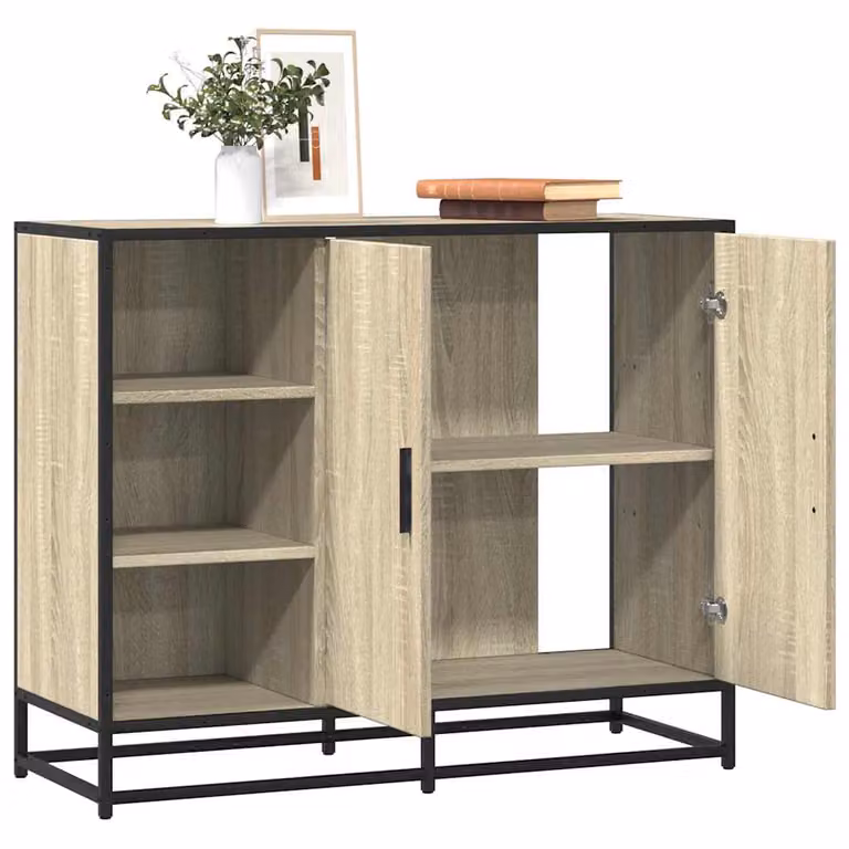 Credenza vidaXL in Rovere Sonoma e Legno Multistrato, Colore Marrone e Beige, L 92 cm x P 35 cm x H 76 cm