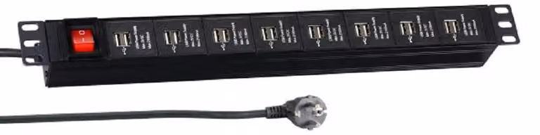 EFB EK631USB.1 EFB 19''1HE Steckdosenl. 16x USB A mit Schalter 3m, schwarz