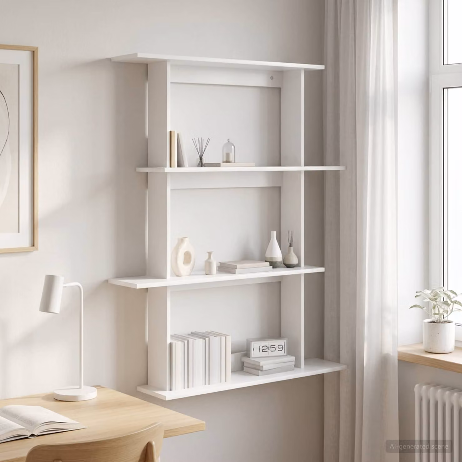 Scaffale da parete vidaXL Bianco L 100 cm x P 20 cm x H 126 cm