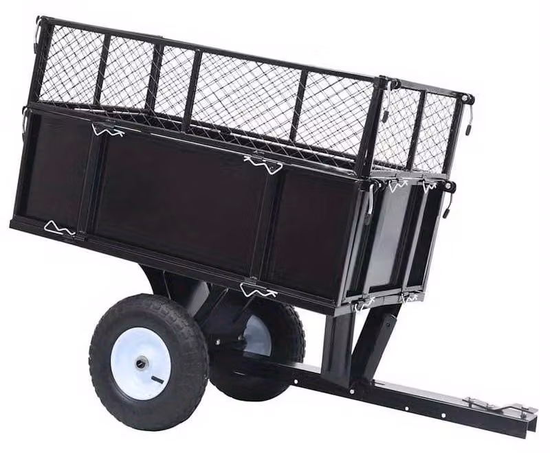 Carrello da giardino – Carrello per il trasporto di materiali – Carrello di trasporto – Struttura in acciaio robusta – Capacità di carico: 150 kg – Colore: nero