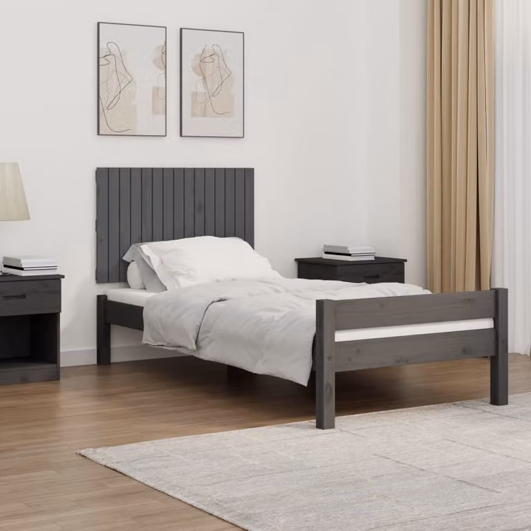 Testiera da parete vidaXL in legno massello di pino, colore grigio, L 95,5 x P 3 x H 60 cm