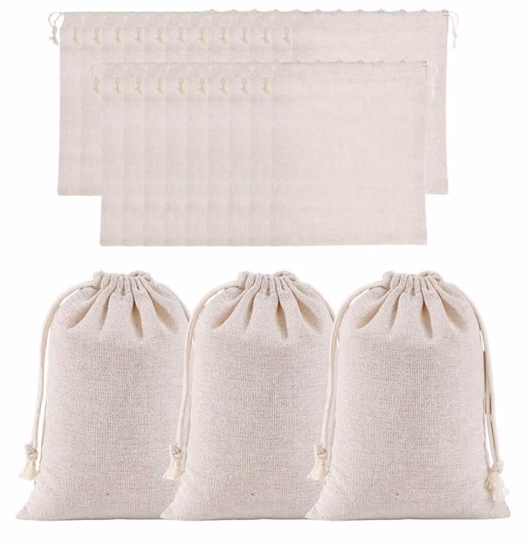 24 sacchetti di cotone, 13x18 cm, con coulisse, ideali per essere riempiti e utilizzati per progetti fai-da-te e come confezioni regalo