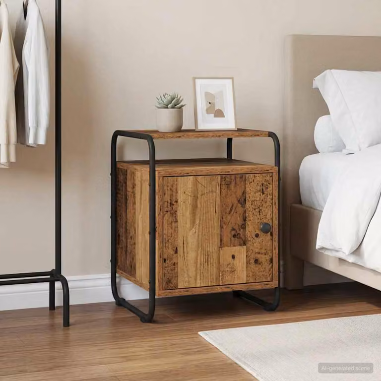 Armadio da Notte vidaXL in Legno e Metallo, Colore Marrone e Nero, Stile Moderno