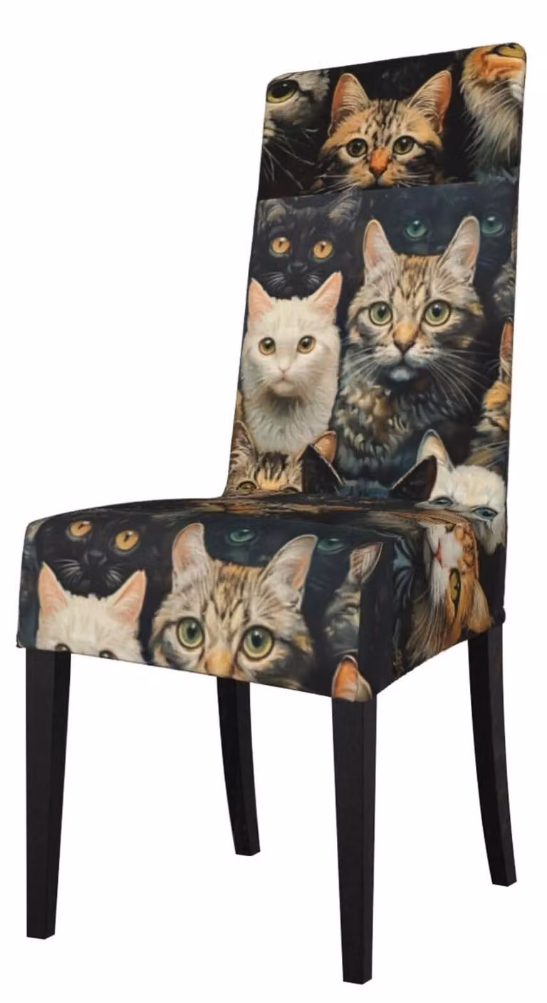 Copertura rimovibile per sedia da pranzo con motivo di gatti