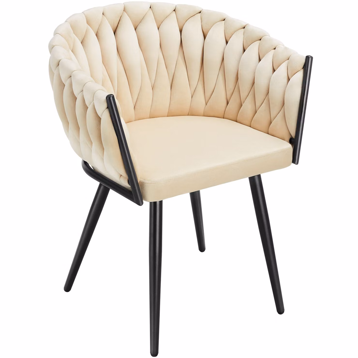 Set di 2 sedie da pranzo moderne TecTake GmbH in velluto beige con braccioli e struttura in metallo e plastica – 3