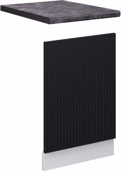 Pannello frontale Fame-Line Vicco in MDF con finitura rigata Nero e Bianco e PL Antracite, Larghezza: 45 cm – 1