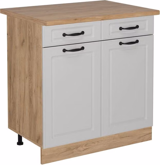 Mobiletto base per cucina R-Line Bianco rustico/Rovere dorato 80 cm, PL Rovere Vicco