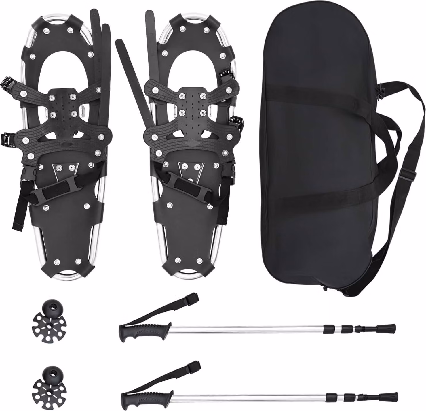 Racchette da neve 3 in 1 con bastoni da trekking Argento e Nero