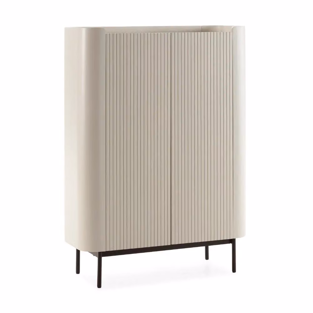 Credenza moderna Veriaffari con 2 ante a battente effetto rigato colore beige L: 100 cm, P: 40 cm, H: 140 cm – 2