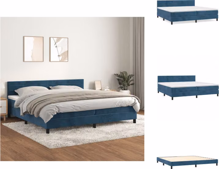 vidaXL Letto a molle con materasso blu scuro 200x200 cm in velluto - Letti e strutture letto