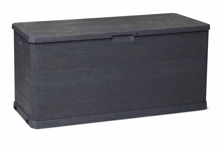 Contenitore per cuscini da 280 litri – Contenitore resistente alle intemperie per cuscini da giardino e accessori da giardino – Robusto contenitore in plastica – Grigio