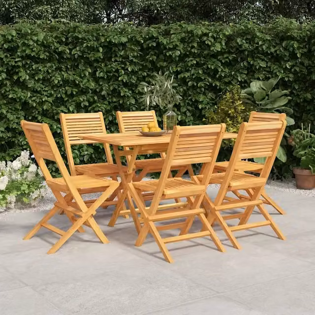 Set da pranzo da giardino vidaXL in legno di teak marrone composto da 7 pezzi con tavolo rettangolare pieghevole – 1