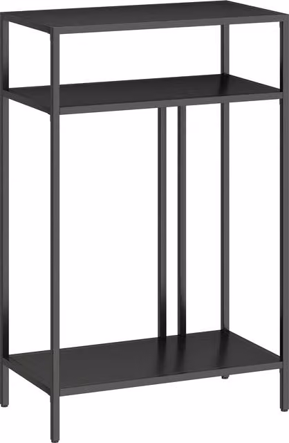 Tavolo Consolle HOMCOM in Metallo Nero con 3 Ripiani Aperti, L 55 cm x P 30 cm x H 85 cm