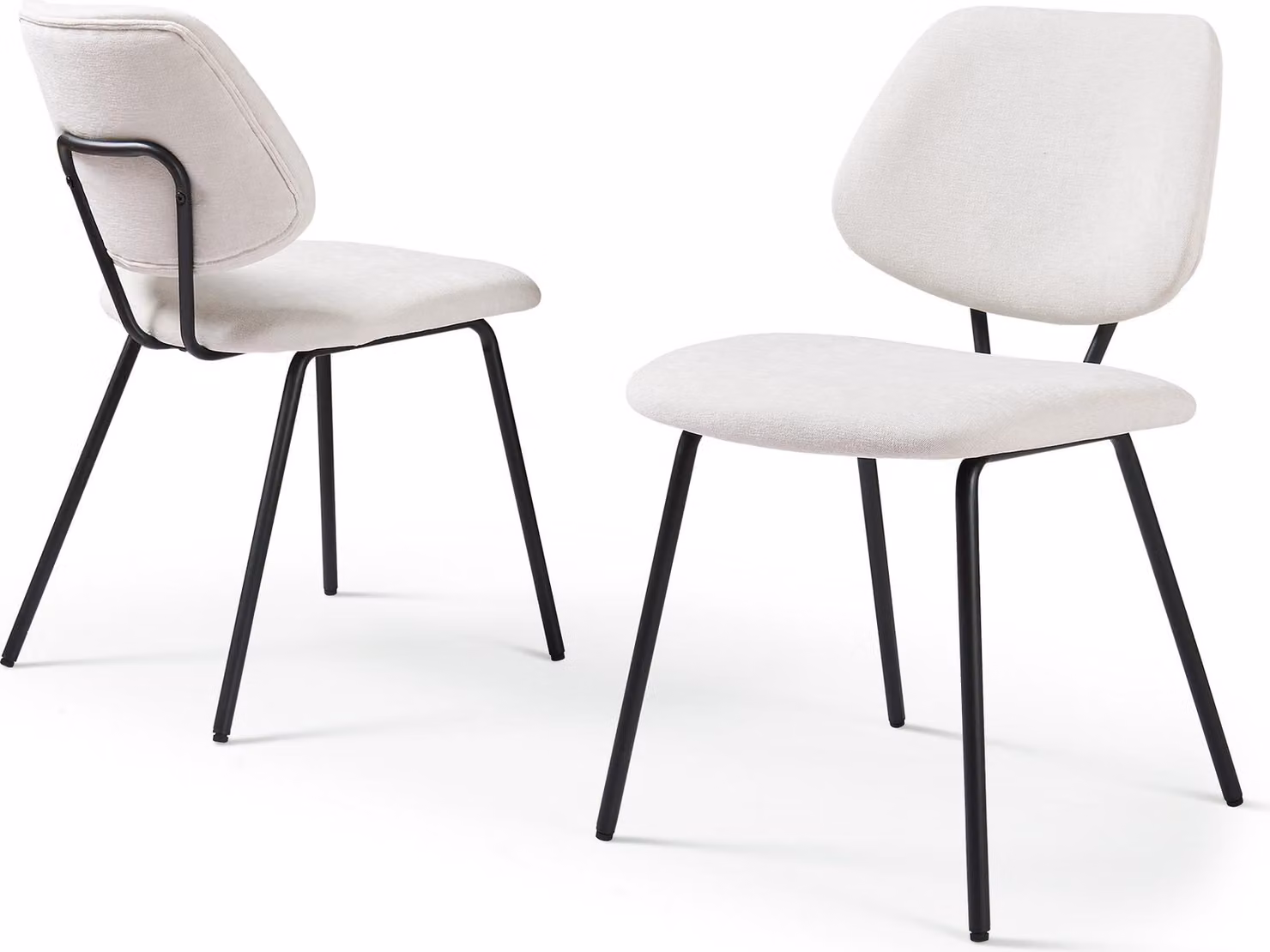 Sedia da pranzo 'Köma' set di 2 sedie imbottite con struttura in metallo e tessuto beige