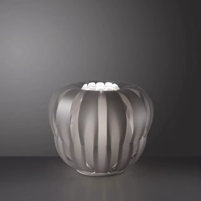 Lampada da Tavolo IPERBRIKO in Metallo e Vetro Bianco e Silver H 33 x L 42 x P 30 cm