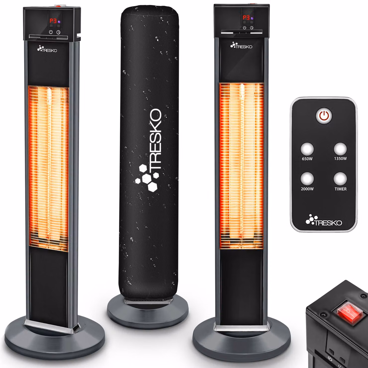 Riscaldatore a pavimento, modello da terra - 2000 Watt, emissione di calore - Alluminio antracite