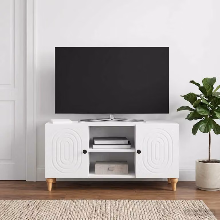 Mobile TV moderno vidaXL Bianco in legno ingegnerizzato L 102 x P 34,5 x H 50 cm