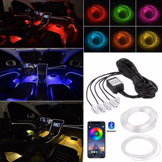 Striscia LED da 6 m per l'illuminazione interna dell'auto con app e interruttore