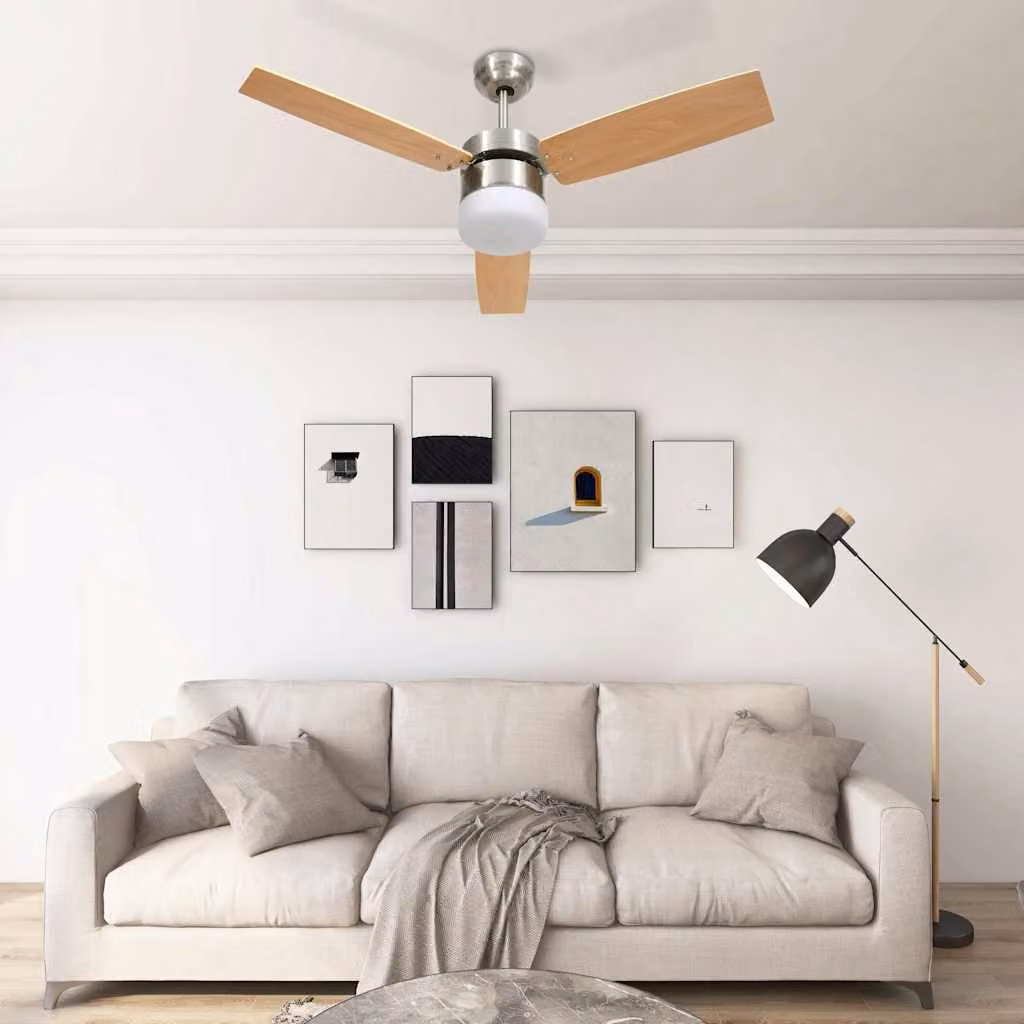 vidaXL Ventilatore Soffitto Luce e Telecomando 108cm Marrone Chiaro