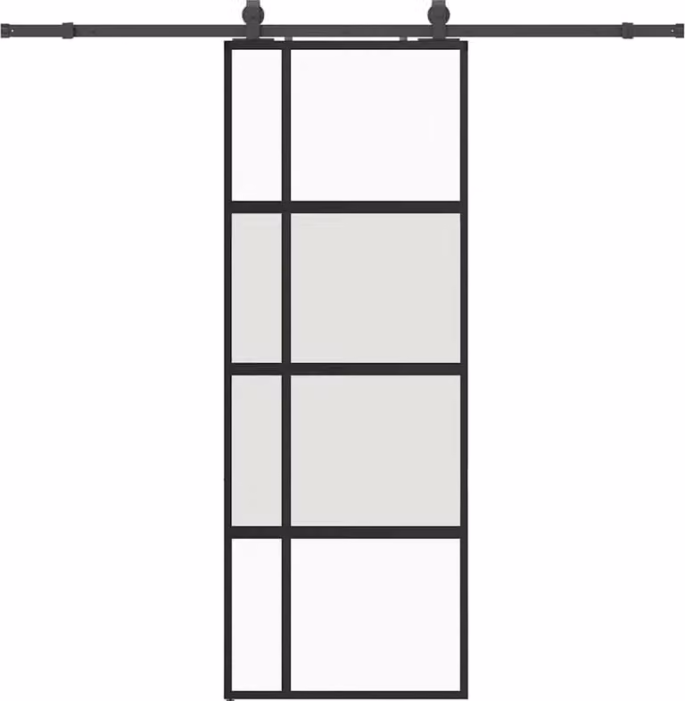 Porta Scorrevole Set Ferramenta Nera 76x205 cm Vetro Temperato