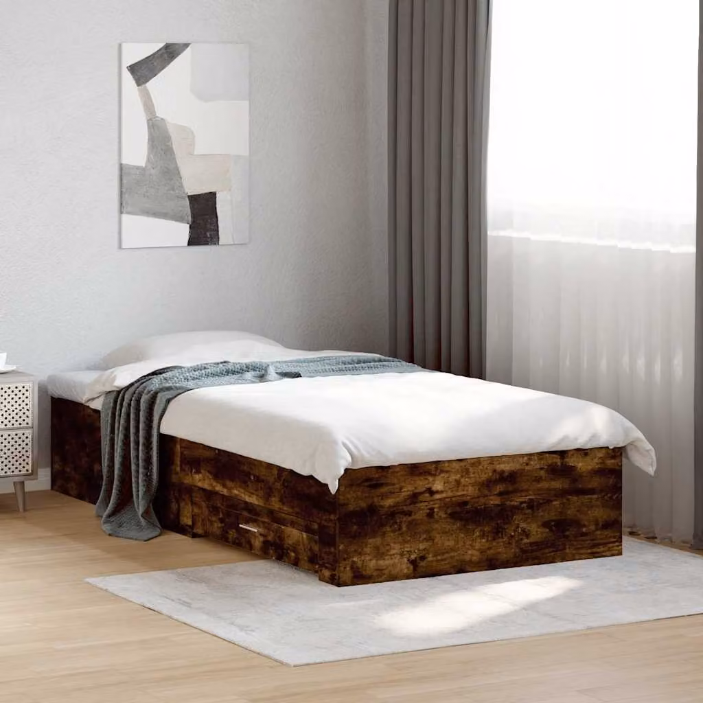 Giroletto con Cassetti vidaXL in Legno Rovere Fumo, L 90 x P 200 cm – 1