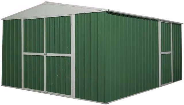 Casetta Box da Giardino Enaudi in Acciaio Galvanizzato Verde L: 360 cm, P: 430 cm, H: 210 cm