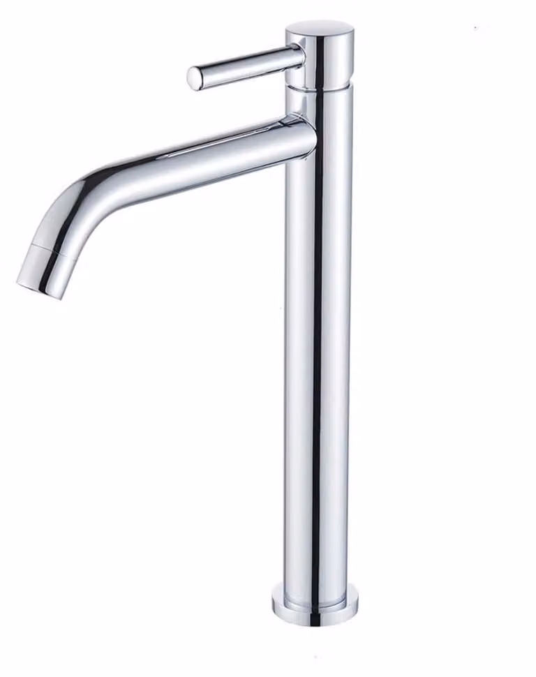 Miscelatore monocomando per lavabo da bagno, alto, in ottone cromato, con altezza del beccuccio di 190 mm