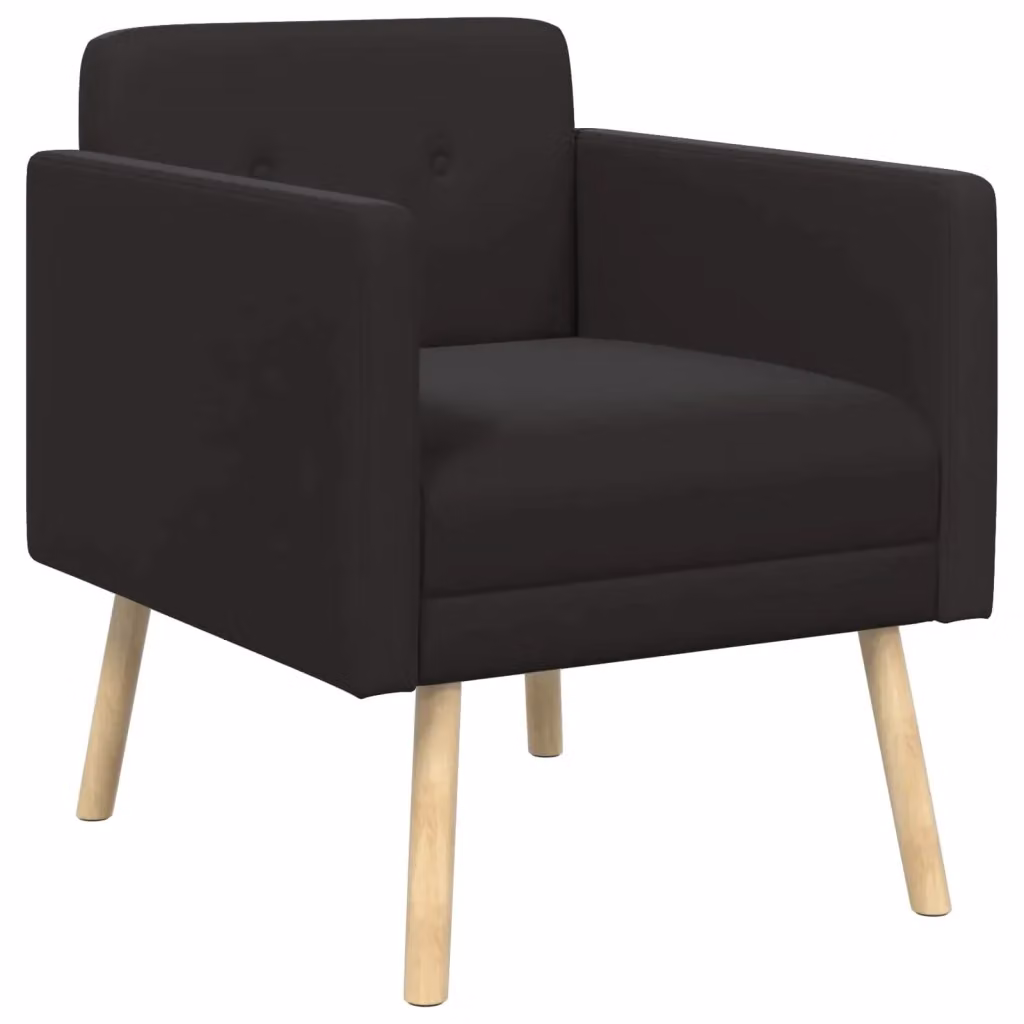 Poltrona moderna vidaXL in velluto nero con braccioli e struttura in legno – 2