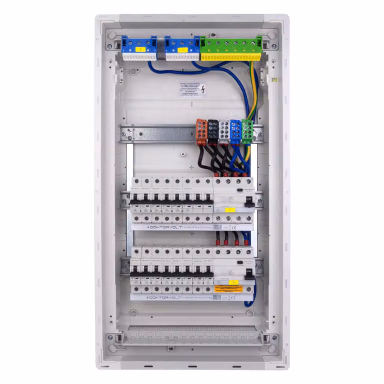 Scatola portafusibili Hager da incasso 3x12 moduli 14xMCB 1xRCCB VDE cablata Armadio di distribuzione fusibili 630,50x348x98mm Doktorvolt