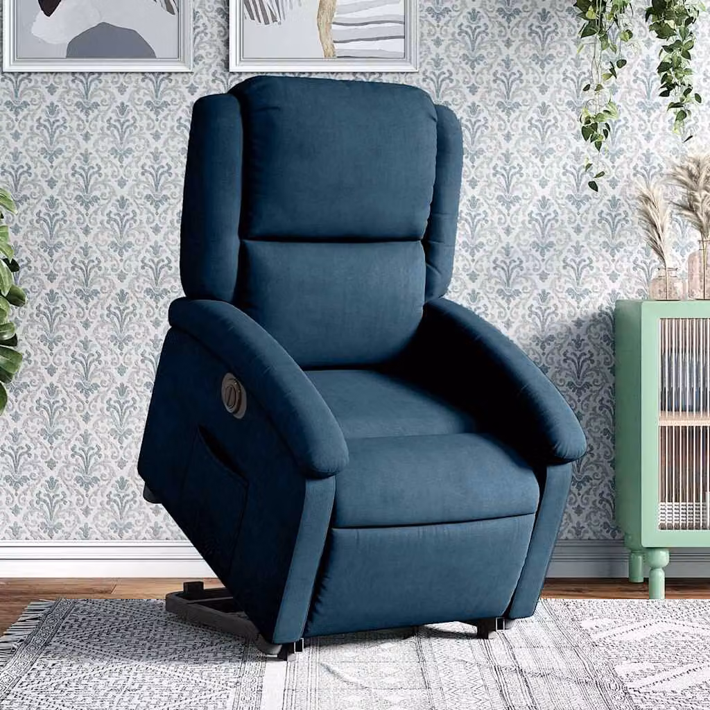 vidaXL Poltrona Alzapersona Reclinabile Elettrica in Velluto Blu – 1