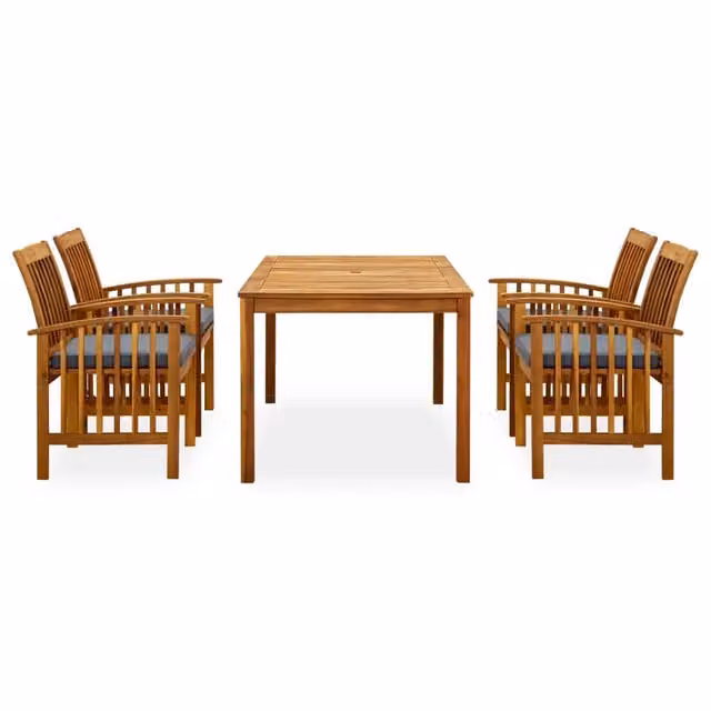 Set da Pranzo da Giardino 5 pz con Cuscini Massello di Acacia 3058088