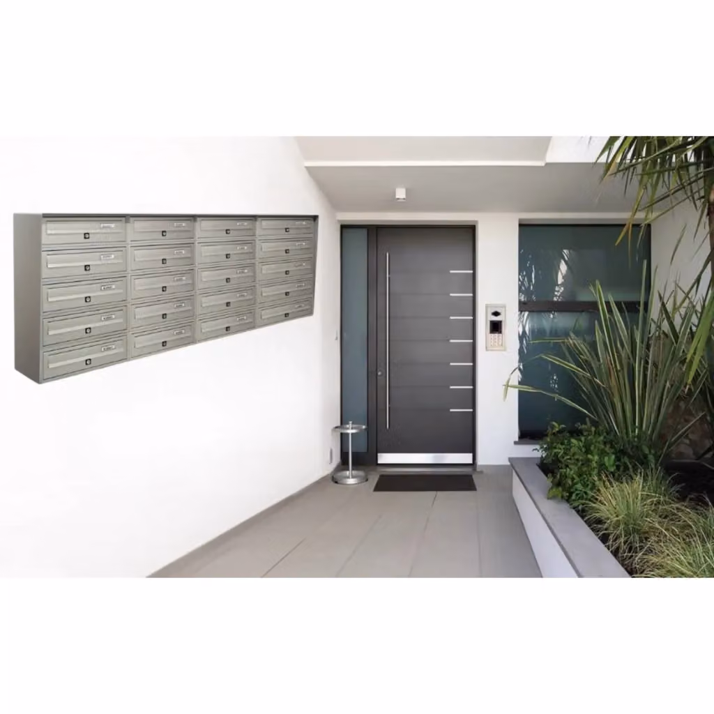 Cassette Postali Condominiali ALUBOX SLIM da 20 Posti in Alluminio Grigio L/P/H: 63 x 30 x 154,5 cm – 2