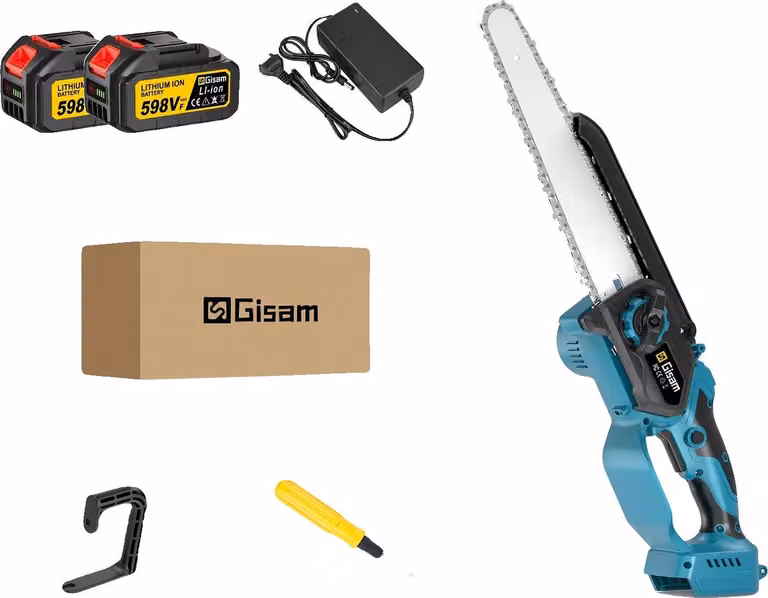 Motosega elettrica, motore brushless, display digitale, 2 batterie