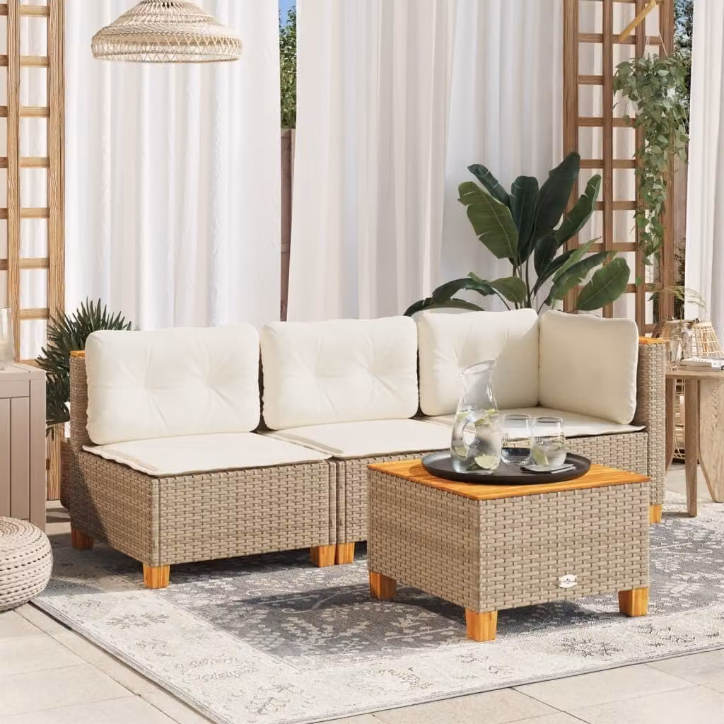Maison Exclusive - Tavolo da giardino beige, 55x55x36 cm, in rattan sintetico e legno di acacia