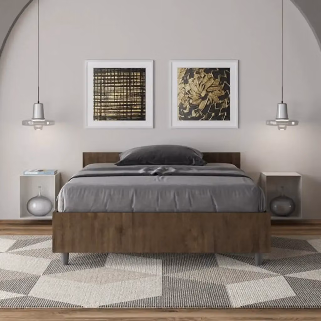 Letto una piazza e mezza Nuamo colore noce senza rete L 120 cm x P 200 cm – 2