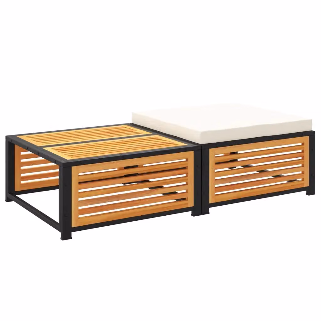 Set da giardino moderno vidaXL in legno di acacia oliato bianco con tavolo quadrato e 3 sgabelli L/P/H: 68 x 68 x 75 cm – 2