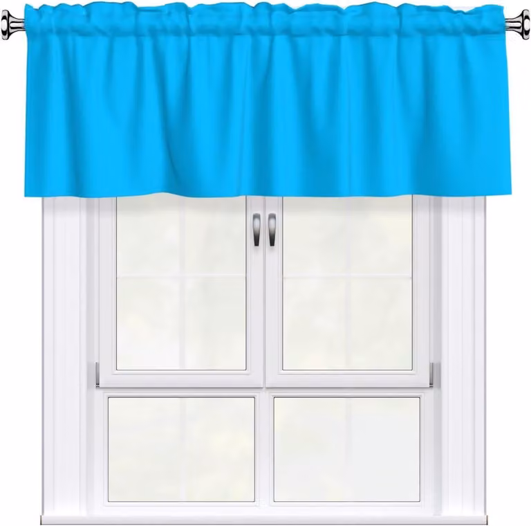 Tenda a balze, fantasia a righe, colore azzurro chiaro, dimensioni 137,2 x 45,7 cm, facile da installare, ideale per decorare finestre in cucina, camera da letto e altri ambienti