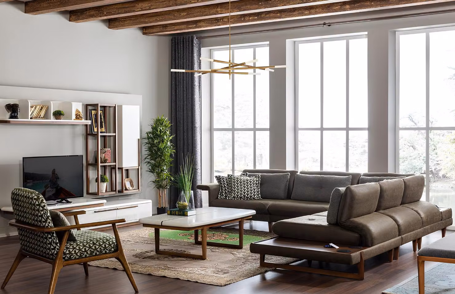 Wohnzimmer Set Luxus Möbel L-Form Sofa Sessel Textil Möbel Set