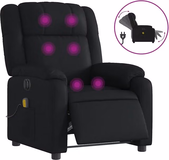 Poltrona Massaggiante | Sedia Relax Reclinabile Elettrica Nera in Similpelle