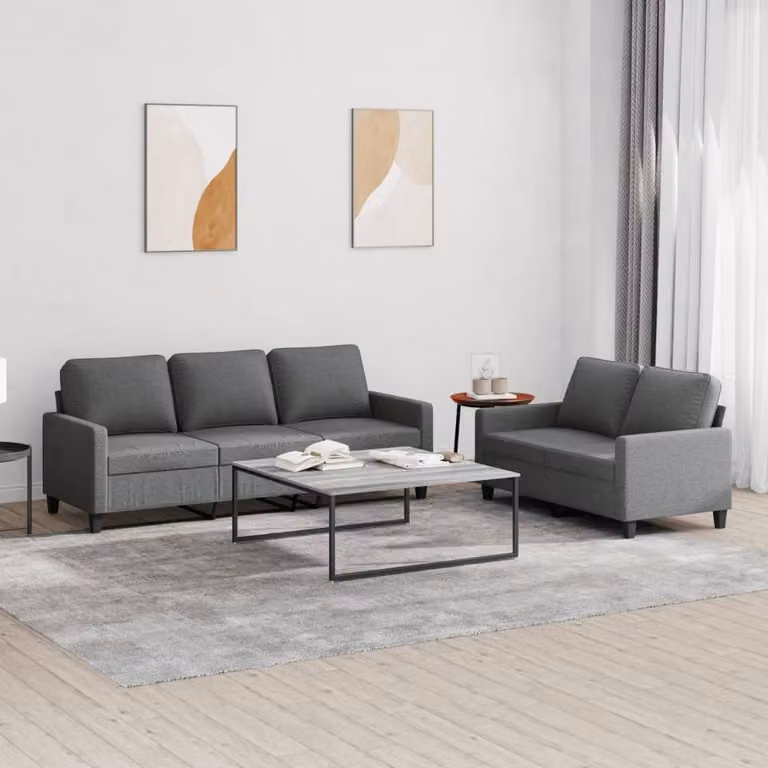 Maison Exclusive - Set divano a 2 posti con cuscini in tessuto grigio scuro