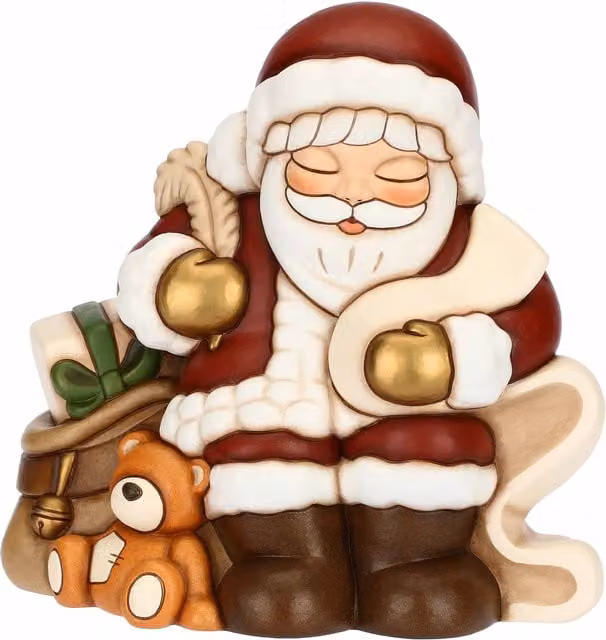 Babbo Natale con lista dei desideri in ceramica