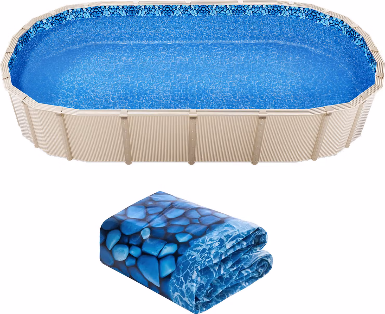 SucceBuy liner ovale per piscina 18x33ft stile overlap 54in altezza parete
