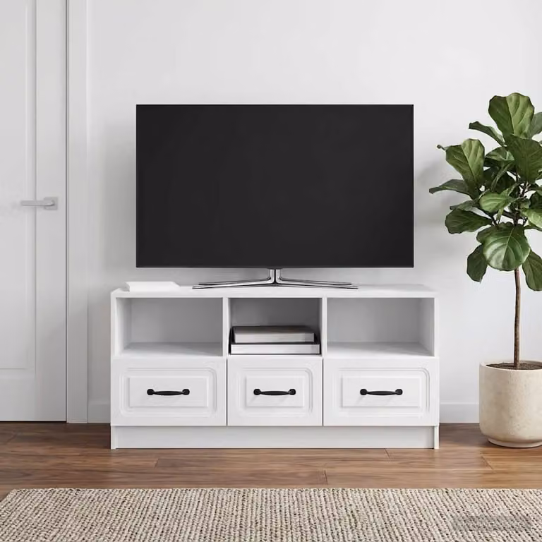 Mobile TV vidaXL Bianco in Legno e Metallo L: 102 cm, P: 34,5 cm, H: 47 cm