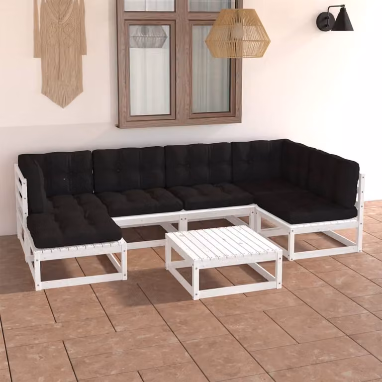 Maison Exclusive - Set Salotto Giardino 7 pz Cuscini Antracite Legno Massello Pino