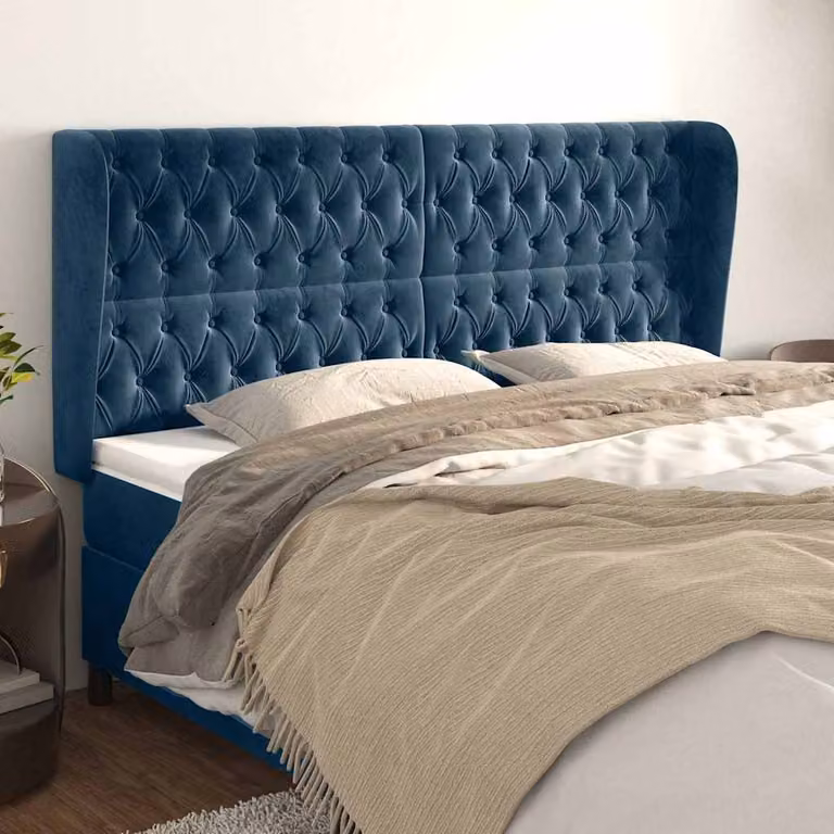 Testiera ad Orecchio vidaXL in Velluto Blu, L: 203 cm, P: 23 cm, H: 118/128 cm
