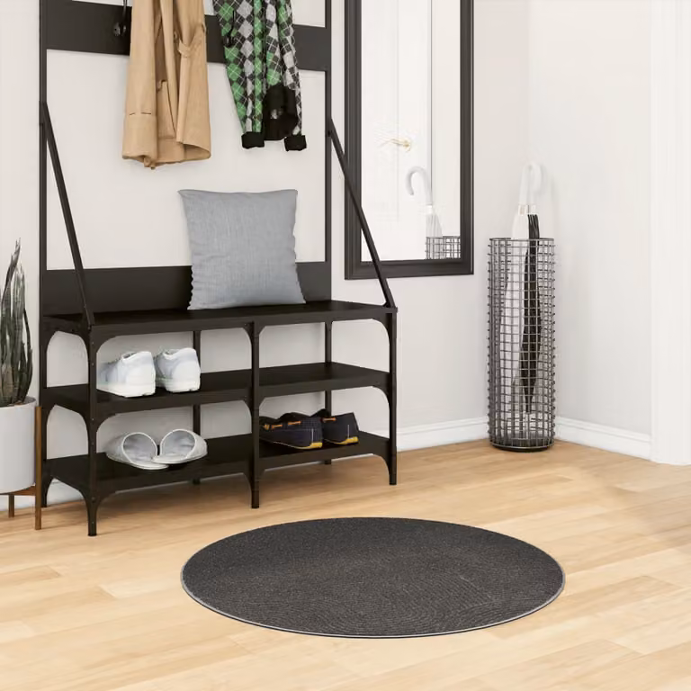 vidaXL Tappeto IZA rotondo a pelo corto in stile scandinavo antracite Ø 80 cm