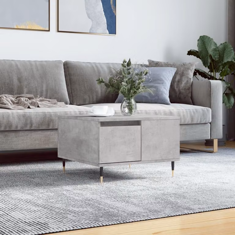vidaXL Tavolino da Salotto Moderno Quadrato Grigio con Struttura in Metallo e Piano in Composito L: 55 cm, P: 55 cm, H: 36,5 cm