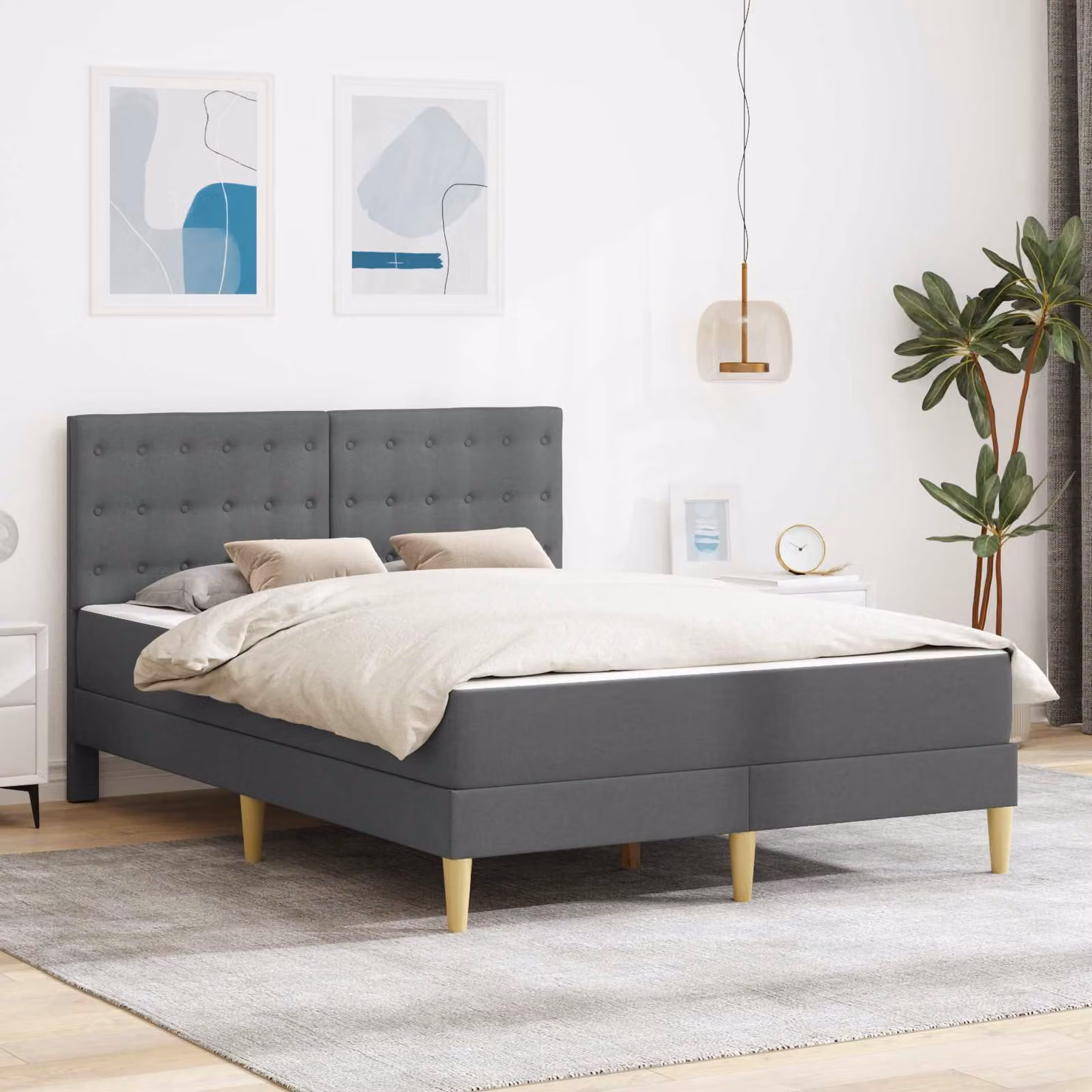 vidaXL Struttura letto imbottita in tessuto e legno Grigio, L/P: 120 x 200 cm